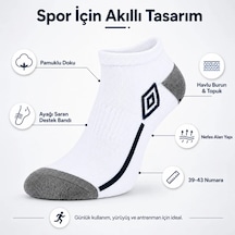 Erkek 3 Lü Spor Patik Çorap 39-44 Pamuklu Havlu Destekli Bilek Boy Beyaz Gri