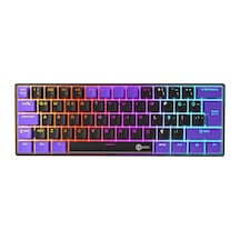 Gk601 Pro Üç Modlu 62 Tuşlu Red Switch Hot Swap Mekanik Oyuncu Klavyesi Siyah Mor