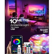 Sese Ve Müziğe Duyarlı Bluetooth Özellikli Rgb Şerit Led - 10 Metre 5050 Smd Iç Mekan 3 Çip Diğer