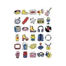 30 Adet 90lar Punk Rock Kültürü Sticker Seti - Laptop, Kaykay, Kılıf Çok Renkli