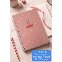 Pembe Sert Kapak Spiralli Kareli Defter 17x24cm 120 Yaprak 1 Adet Not Defteri Okul Büro Ofis Defteri Mavi