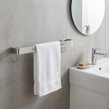 Paslanmaz Çelik Havluluk Duvara Monte Banyo Havlu Askılığı Dayanıklı Modern Tasarım Gümüş