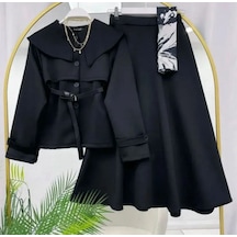 Lovie Moda Kadın Vintaga Yaka İkili Takım Siyah