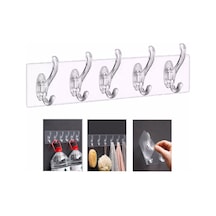 Yapışkanlı Şeffaf Duvar Askısı Banyo Mutfak Düzenleyici Askı 5 Li Çok Renkli