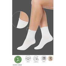Trampler Unisex Bambu Lastiksiz Beyaz Soket Çorap Sıkmayan Çorap