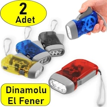 2 Adet Deprem Feneri Pilsiz Dinamolu 3 Ledli El Feneri D Çok Renkli