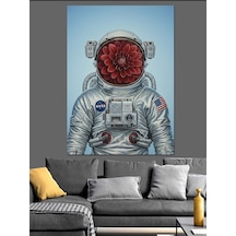Ahşap Tablo Çiçek Başlı Astronot