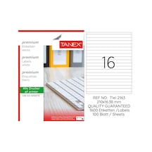 Tanex Tw-2163 210X16.38MMx100Ad. Lazer Yazıcı Etiketi