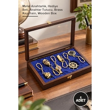 1 Adet Ahşap Kutulu Pirinç Anahtarlık Seti Metal Anahtarlık, Hediye Seti, Anahtar Tutucu, Brass Keychain, Wooden Box