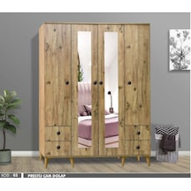 Prestij 4 Kapılı Aynalı Çam Dolap