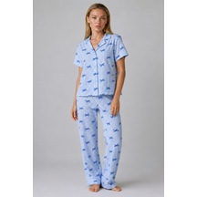 Norcia Sports Mavi Kurdele Desenli Çizgili Bürümcük Pijama Takımı 4645-mavi Çok Renkli - 929322399 Çok Renkli - 929322399 Çok Renkli