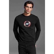Captain Baskılı Siyah Erkek Sweatshirt (529020314)