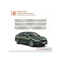 Skoda Octavia 2020-2026 Uyumlu Satine Krom Kapı Koruma Eşiği 4 Pa