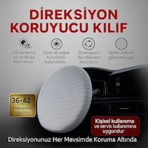 Bmw 3 Serisi 330xd Uyumlu Direksiyon Koruyucu Kılıf Uv, Toz, Isı Koruma 36-42 Cm Beyaz