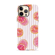 Apple iPhone Uyumlu 12 Pro Max Vorian Çift Katmanlı Magsafe Kılıf Pink Grapefruit Garden