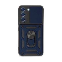 Samsung Galaxy Uyumlu S24 Kılıf Pars Lens Yüzüklü Silikon - Lacivert İtdark37421