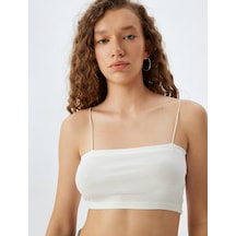 Koton Fitilli İp Askılı Slim Fit Crop Kadın Atlet Ekru 5sal30046ık Ekru