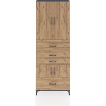 Arges Dolap 4 Raflı 4 Çekmeceli 4 Kapaklı 88x30x243 Antrasit-çam Antrasit