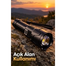 Profesyonel Şarjlı El Feneri Ayarlanabilir Odaklı Beyaz Led Işık