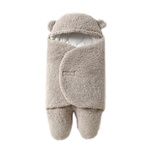 Xiyyadms Yumuşak Bebek Kundağı - Kışlık Ayaklı Uyku Tulumu 0-2 Aylık Gri