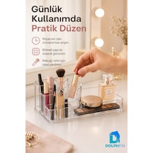 Podyum Kozmetik Organizer Şeffaf Akrilik Makyaj Takı Ruj Oje Pamuk Düzenleyici