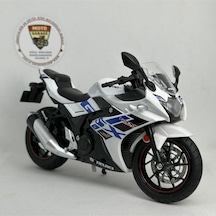 Suzuki Gsx250r 1:12 Sesli Işıklı Diecast Motosiklet Modeli - Beyaz Mavi