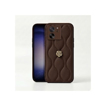Xiaomi Mi 13t  Kılıf Zebana Camellia Deri Kılıf Kahverengi