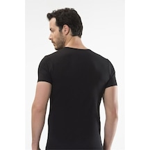 Cacharel 1308 Düğmeli Kısa Kollu Erkek T-shirt - Siyah Siyah