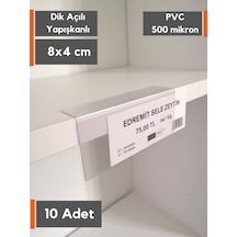 10 Adet Pvc Etiketlik Raf Önü Dik Yapışkanlı 8x4 Cm Vitrin Etiket