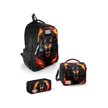 Coral High Kids Siyah Aslan Desenli 3 Lü Okul Çanta Seti Set0123671 Çok Renkli