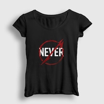 Presmono Kadın Never Metallica T-shirt Siyah