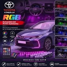 Toyota Corolla Ayak Altı Led Kumandalı Araç Içi Aydınlatma 4 Lü Sese Duyarlı Renk Değiştirme Özellikli