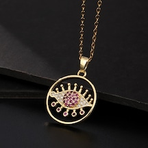 Takı: Titanyum Çelik Köprücük Kimi Zinciri, Renkli Zirkon Taşlı Göz Pandantif, Şeytan Gözü Kolye Akuamarin Çok Renkli