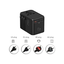 Evrensel Seyahat Şarj Adaptörü Fiş Priz Dönüştürücü Priz 45w /2xu