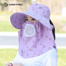 Kadın Çıkarılabilir Yazlık Dış Mekan Güneş Koruma Şapkası - Mor - Wr0414205