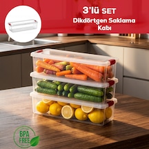 Porsima 456 3lü Kilitli Kapak Yiyecek Erzak Saklama Kabı Seti - 3,4ml Şeffaf