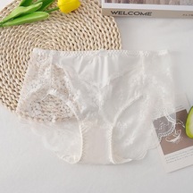 Beyaz Yumuşak Buz İpek İç Giyim Kadın Duygu İpek Pürüzsüz Dantel Orta Düşük Bel Traceless Nefes Alabilir Saf Pamuk Antibakteriyel Kasık Üçgen İç Giyim Beyaz