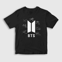 Presmono Unisex Çocuk Signs Bts T-shirt Siyah