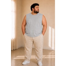 Sngl Tekstil Erkek Büyük Beden Oversize Sıfır Kollu T-shirt 3xl 4xl 5xl 6xl 7xl 8xl 9xl Gri Melanj