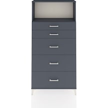 Arges Dolap Tek Raflı 5 Çekmeceli 88x30x182 Antrasit-antrasit Antrasit