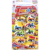 Renkli Mini İş Makineleri 9 Lu Set Dozer Kamyon Ekskavatör