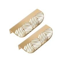 Xinxu Çekmece Kulpu, Yaprak Pirinç Mobilya Kapı Kulpu, Çekmeceli Dolap Kapı Kulpu 2 Adet