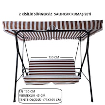 Süngersiz Tenteli Salıncak Kumaş Seti 2 Kişilik Süngersiz Kahve-beyaz 130x45 Kahverengi - Beyaz