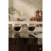 Reoona 2'li Türk Kahvesi Bardağı Kuplu Espresso Bardağı Çift Cidarlı 80 Ml Şeffaf
