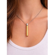 316l Paslanmaz Çelik Açılabilir Kapsül Kolye Gold Silindir Unisex Kolye 60 Cm Zincir Altın - Gümüş
