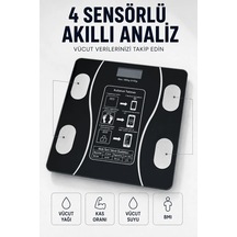 Lb Bluetooth Akıllı Tartı 180 Kg Kapasiteli Vücut Yağ Kas Su Bmı Analizli Cam Baskül