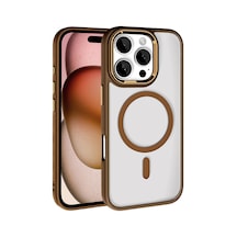 Apple iPhone Uyumlu 16 Pro Max Kılıf Magsafe Şeffaf Arka Yüz Kamera Yükseltili Silikon Pazarplus Rose Brown