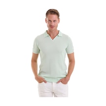 Hatemoğlu Mint Regular Fit Desenli Pamuklu Polo Yaka Casual Tişört Mint
