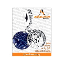 Hayat Ağacı Charm Gümüş Kaplama Asafaccessory Mavi