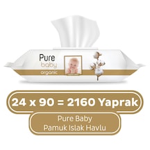 Pure Baby Organik Pamuklu Islak Havlu 24 x 90'lı 2160 Yaprak
